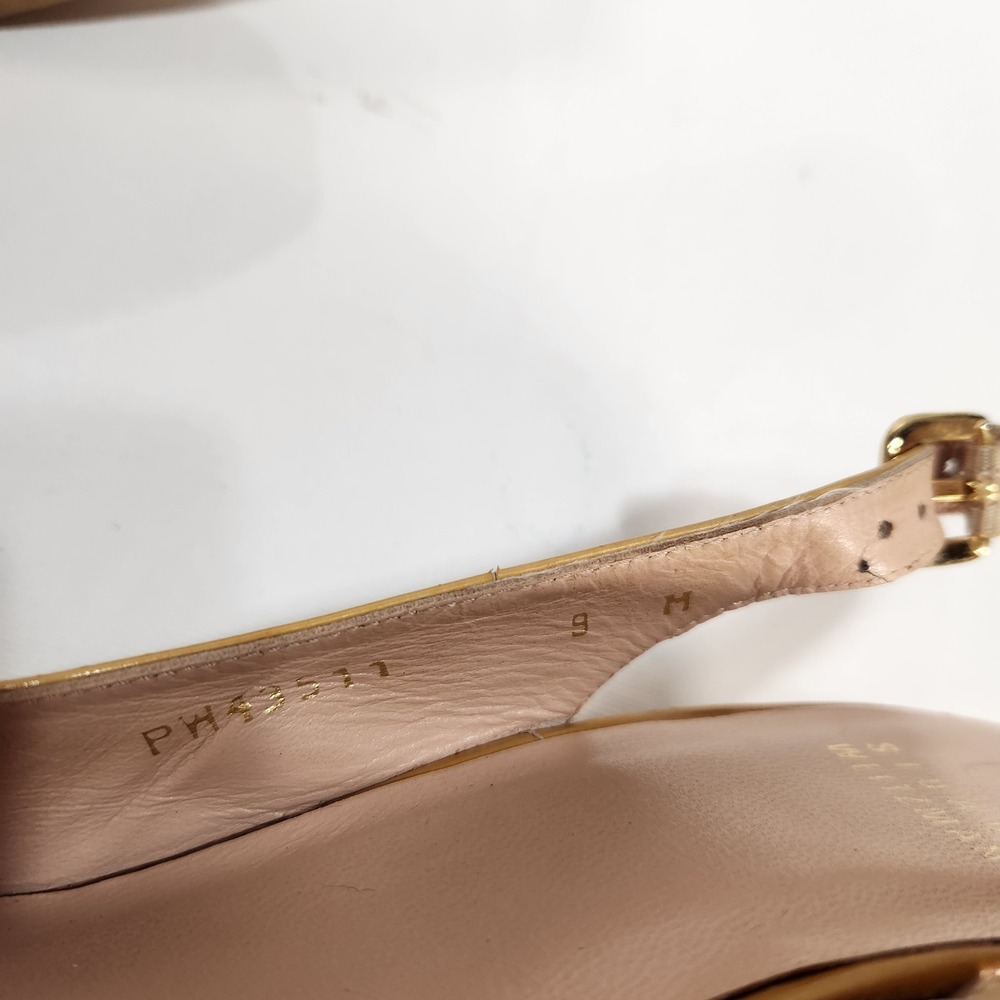 Vintage‎ Stuart Weitzman Shoes Womens Size 9M Yellow Patent Wedge Heels Platform - Picture 8 of 9